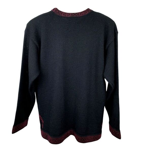 Vintage Susan Bristol Womens Sweater Black Hand Embroidered Wool EU 38 US 8 90's - Picture 3 of 14